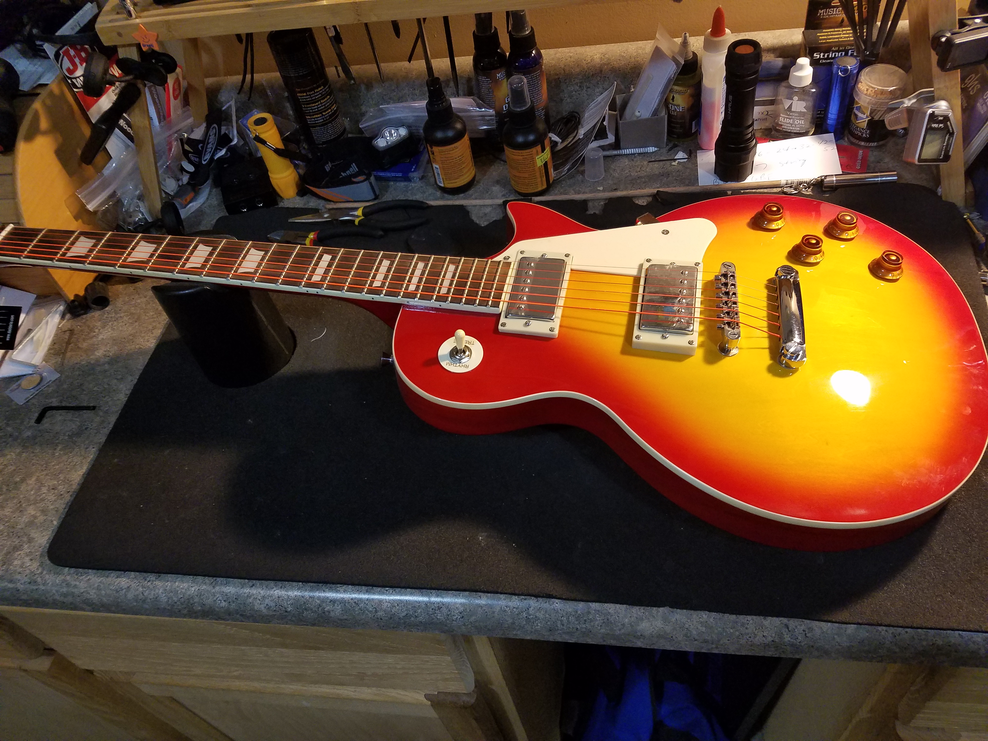 guitar on work bench